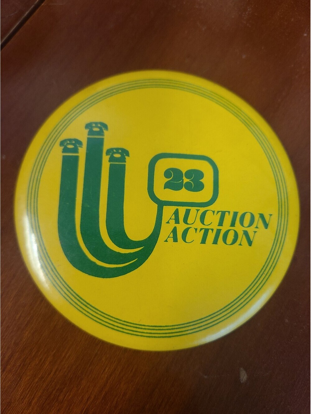 Broadcast Memorabilia Pinback 23 Auction Action Telethon 1980s Collectible